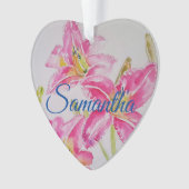 ピンクの花クリスマス子供名の装飾 オーナメント (正面)