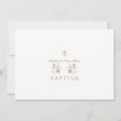 ピンクの花クロスガールズツインズ写真バプテスマ 招待状 (裏面)