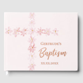 ピンクの花クロスバプテスマ ゲストブック