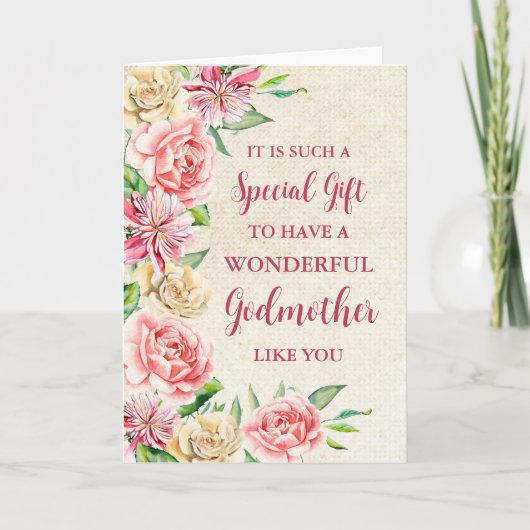 ピンクの花ゴッドマザーハッピーマザーズデイカード カード (正面)