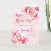 ピンクの花ゴッドマザーハッピーマザーズデイカード カード (正面)