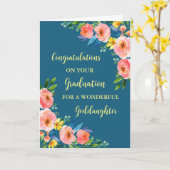 ピンクの花ゴド娘の卒業 カード (黄色い花)