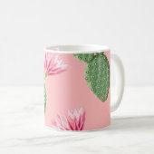 ピンクの花サボテンの光の背景 コーヒーマグカップ (正面右)