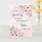 ピンクの花シスターハッピーマザーズデイカード カード (黄色い花)