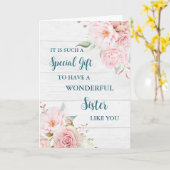 ピンクの花シスターハッピーマザーズデイカード カード (黄色い花)