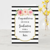 ピンクの花シスター卒業 カード (黄色い花)