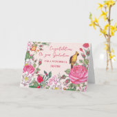 ピンクの花シスター卒業 カード (黄色い花)