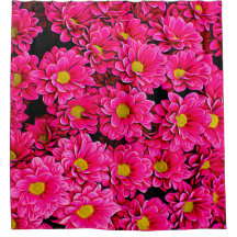 ピンクの花シャワーカーテン