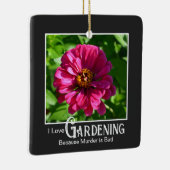 ピンクの花ジンニアデイジーと言うおかしなガーデニング セラミックオーナメント (右)