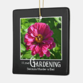 ピンクの花ジンニアデイジーと言うおかしなガーデニング セラミックオーナメント (左)