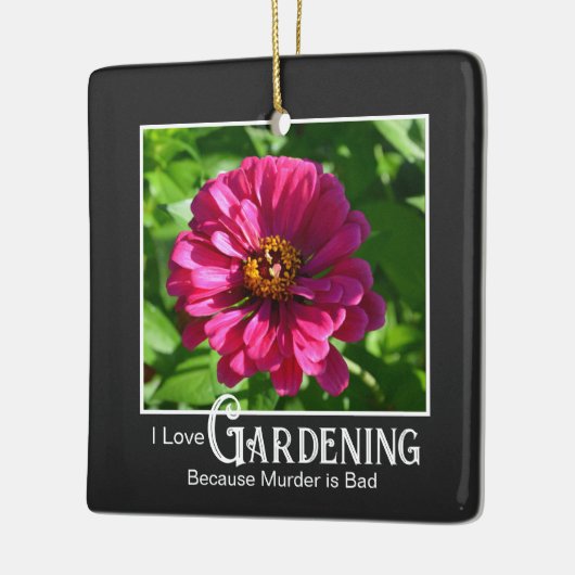 ピンクの花ジンニアデイジーと言うおかしなガーデニング セラミックオーナメント