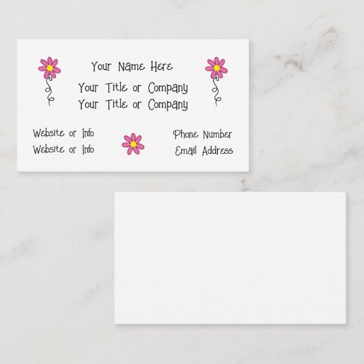 ピンクの花スイーツシンプルビジネスカード 名刺 (正面/裏面)