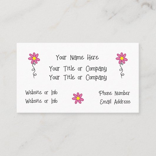 ピンクの花スイーツシンプルビジネスカード 名刺 (正面)