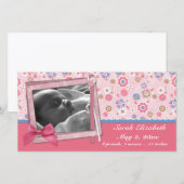 ピンクの花スクラップスタイル 案内状 (正面/裏面)