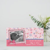 ピンクの花スクラップスタイル 案内状 (スタンド正面)