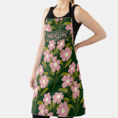 ピンクの花セージ緑の葉パターン エプロン (インサイチュ)