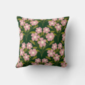 ピンクの花セージ緑の葉パターン クッション (裏面)