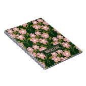 ピンクの花セージ緑の葉パターン ノートブック (右側)