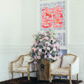 ピンクの花ダブル中国のシ結婚ーズ ウィンドウサイン