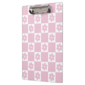 ピンクの花チェック模様 クリップボード (左)