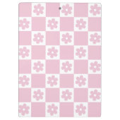 ピンクの花チェック模様 クリップボード (裏面)