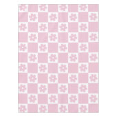 ピンクの花チェック模様 テーブルクロス (正面)
