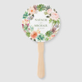 ピンクの花ティール（緑がかった色）緑多肉性サボテン結婚ズ ハンドファン (正面)