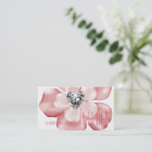 ピンクの花デイサービスアートダンス先生託児 名刺 (スタンド正面)