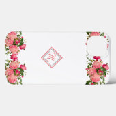 ピンクの花デザインとイニシャルケースメイトiPhone C Case-Mate iPhoneケース (裏面 (横))