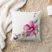 ピンクの花ハミングバード装飾水色 クッション (ブランケット)