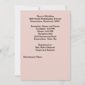 ピンクの花ハートフレームと金ゴールドリングや輪結婚ズ 招待状 (裏面)