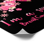 ピンクの花ハート私は生存乳癌Aw ポスター (角)