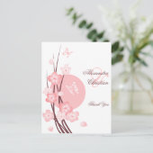 ピンクの花バタフライ ポストカード (スタンド正面)