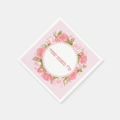 ピンクの花バラトゥブシャバット スタンダードカクテルナプキン (角)