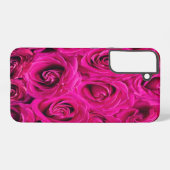 ピンクの花バラ模様 SAMSUNG GALAXYケース (裏面横)