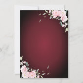 ピンクの花バーガンディースウィート16 招待状 (裏面)