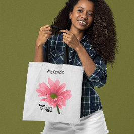 ピンクの花パーソナライズされたが咲く希望 トートバッグ