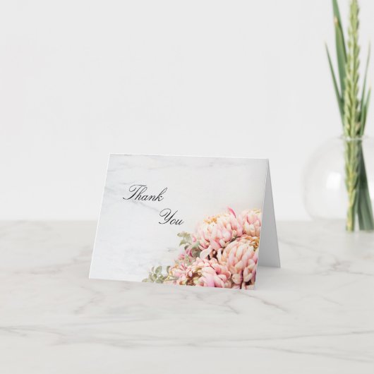 ピンクの花パーソナライズされたサンキューカード サンキューカード (正面)