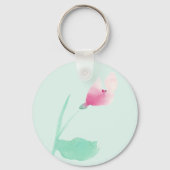 ピンクの花パーソナライズされた名 キーホルダー (裏面)