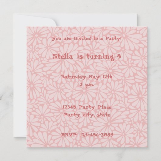 ピンクの花パーソナライズされた招待状 招待状 (正面)