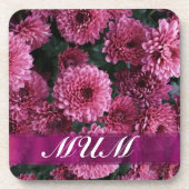 ピンクの花パーソナライズされた母 コースター (正面)