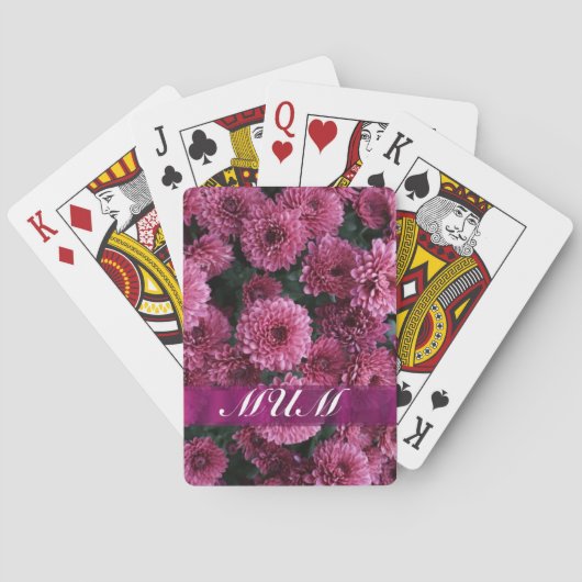 ピンクの花パーソナライズされた母 トランプ (裏面)