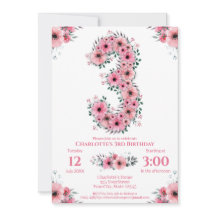 ピンクの花ビッグサードバースデーガールグリーンリーフ