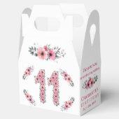 ピンクの花ビッグ11誕生日ガールグリーン葉 フェイバーボックス (オープン)