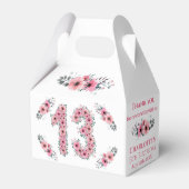 ピンクの花ビッグ13誕生日ガールグリーン葉 フェイバーボックス (裏面サイド)