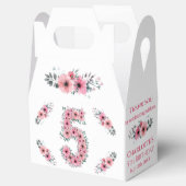 ピンクの花ビッグ5誕生日ガールグリーン葉 フェイバーボックス (オープン)