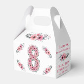 ピンクの花ビッグ8誕生日ガールグリーン葉 フェイバーボックス (裏面サイド)