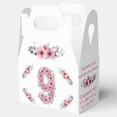 ピンクの花ビッグ9誕生日ガールグリーン葉 フェイバーボックス (オープン)