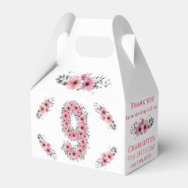 ピンクの花ビッグ9誕生日ガールグリーン葉 フェイバーボックス