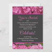 ピンクの花ピンクのあじさい50誕生日 招待状 (裏面)